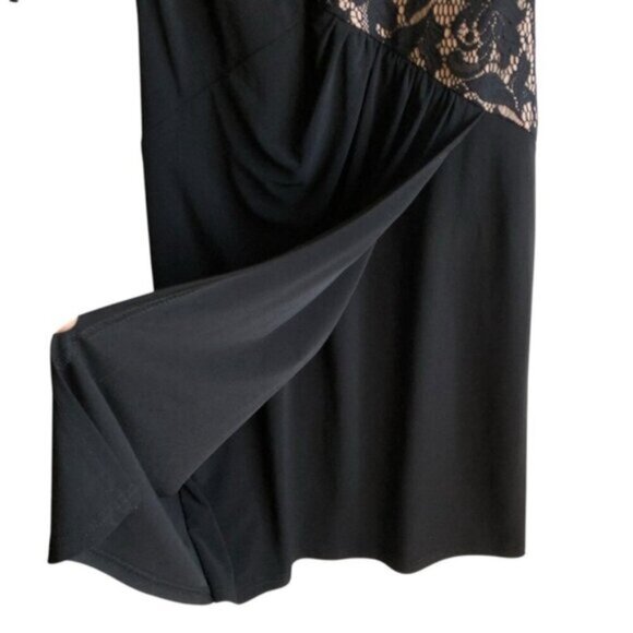 Joseph Ribkoff Faux Wrap Dress Black Size 8 Elegant Lace Cut Out - Picture 5 of 10
